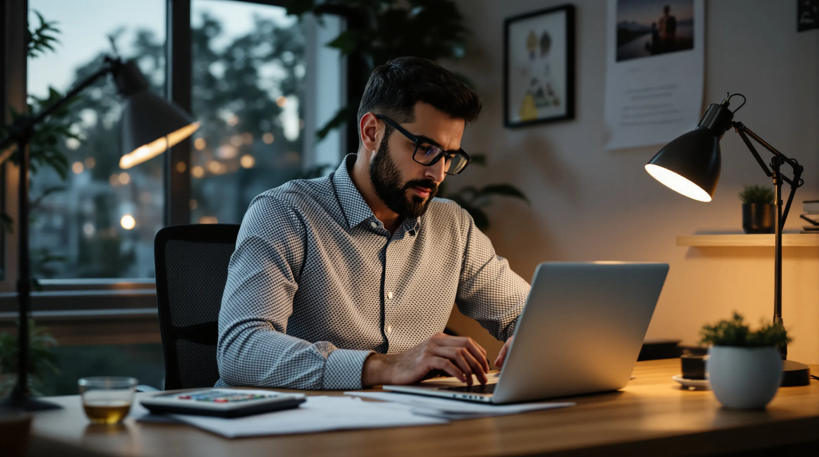 Subscription business owner reviewing a pending payout on a laptop beside a monthly card processing statement