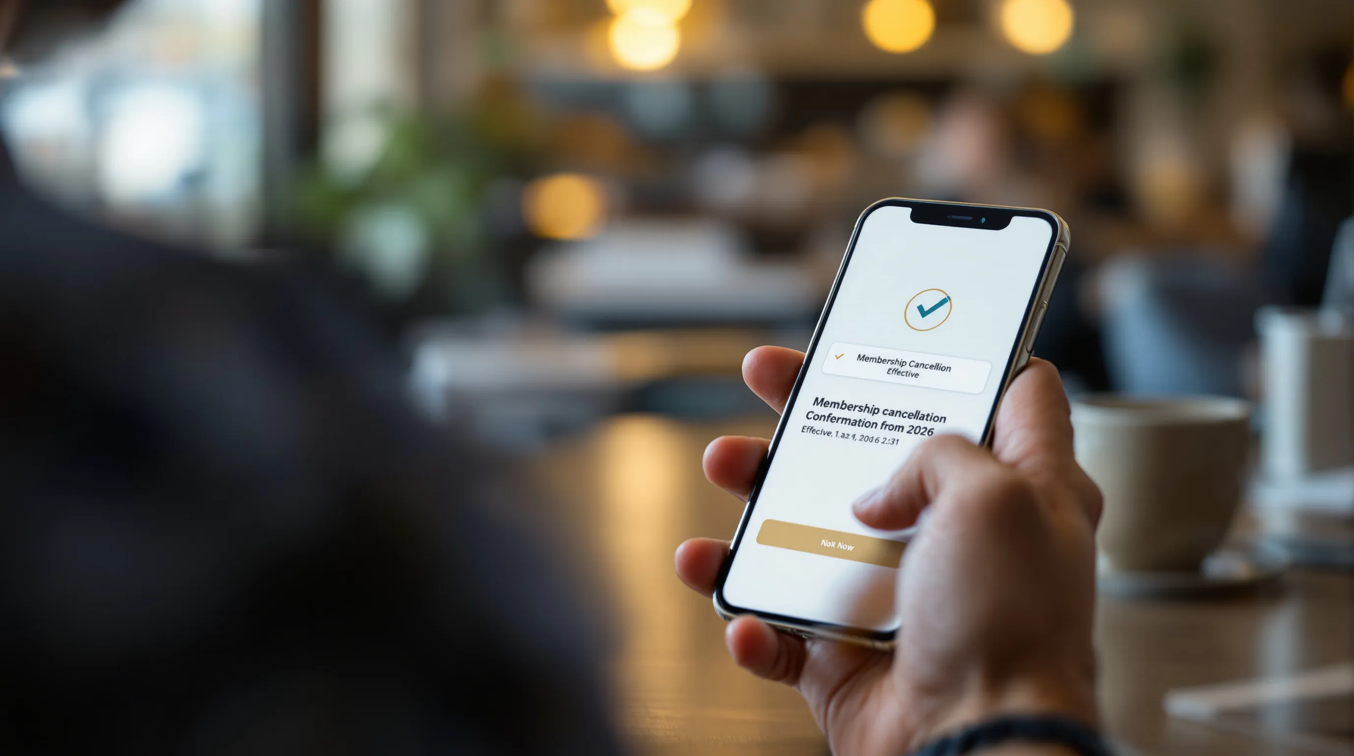 Online gym membership cancellation confirmation on mobile, illustrating how easy cancellation reduces fitness chargebacks