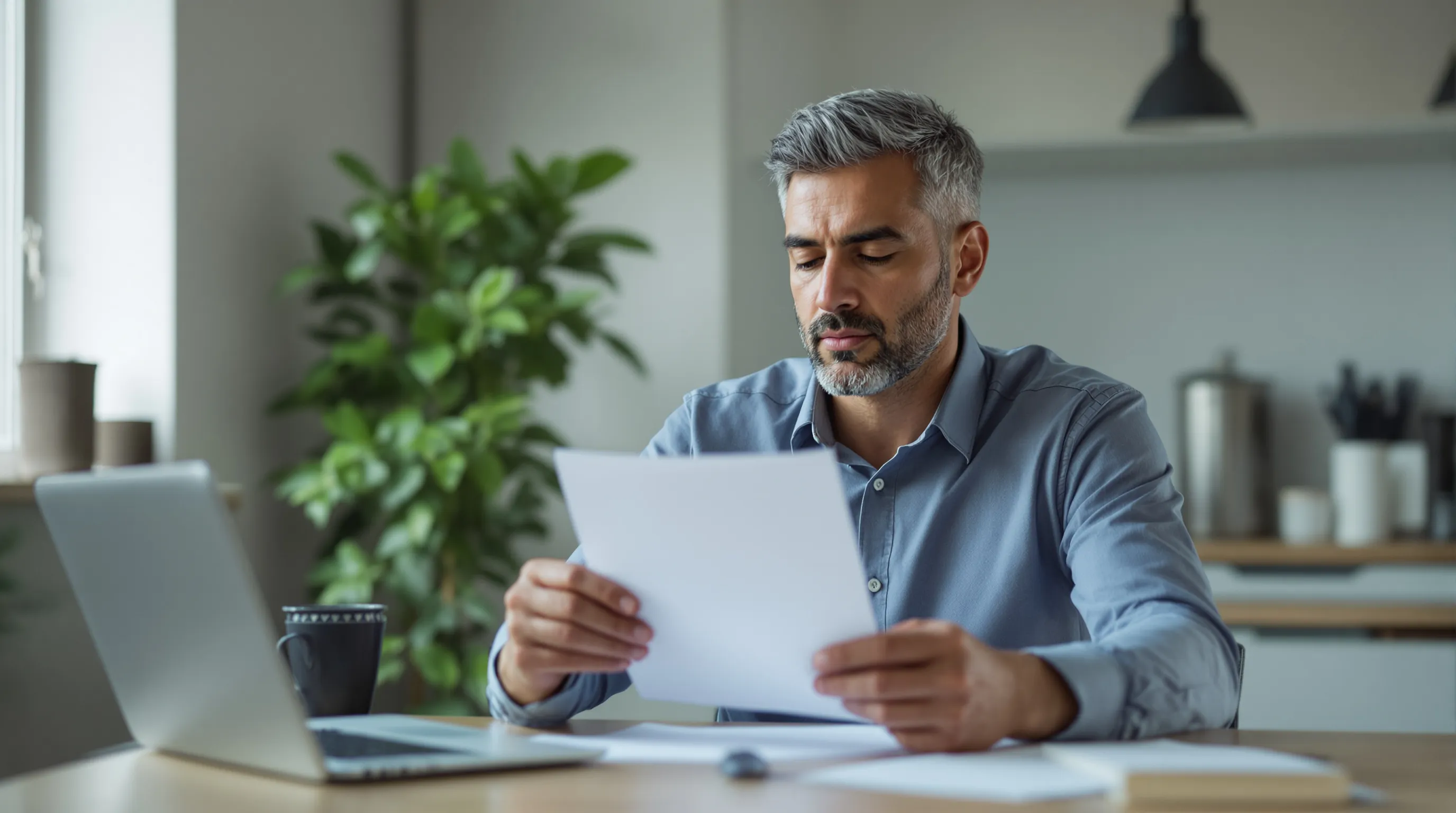 A business owner reviewing a bank account closure notice at their office desk