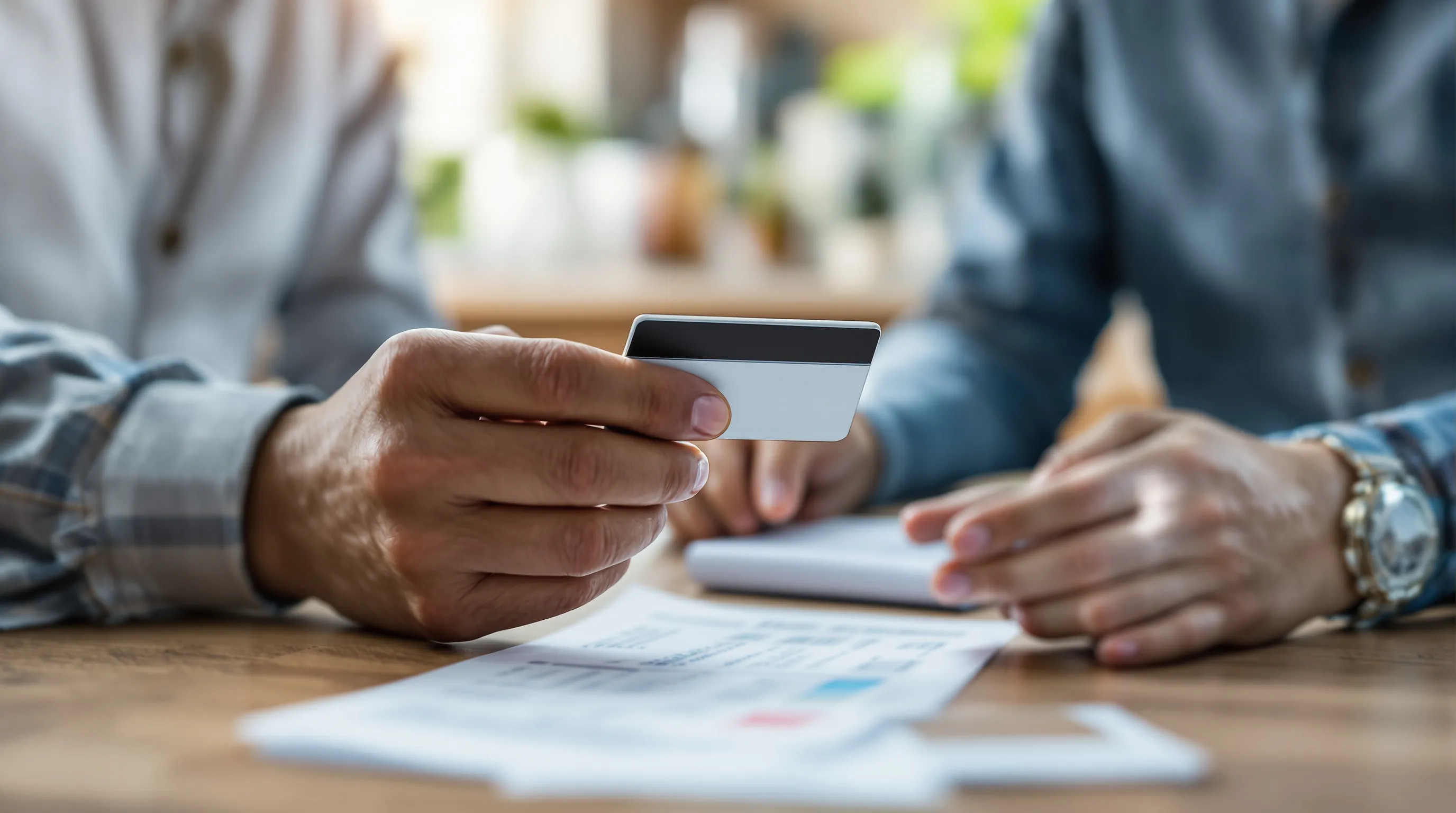 Player preparing a debit card and bank statement to prove payment-method ownership before a casino withdrawal