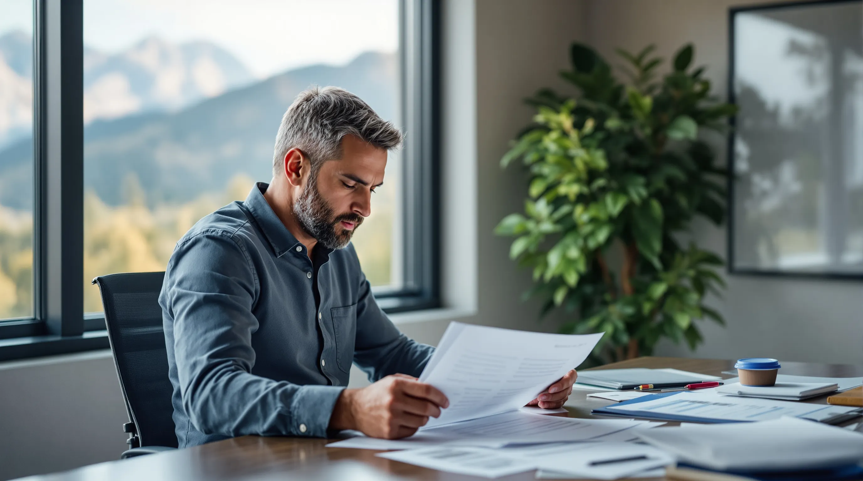 Colorado peptide business owner reviewing compliance documentation and payment processing paperwork