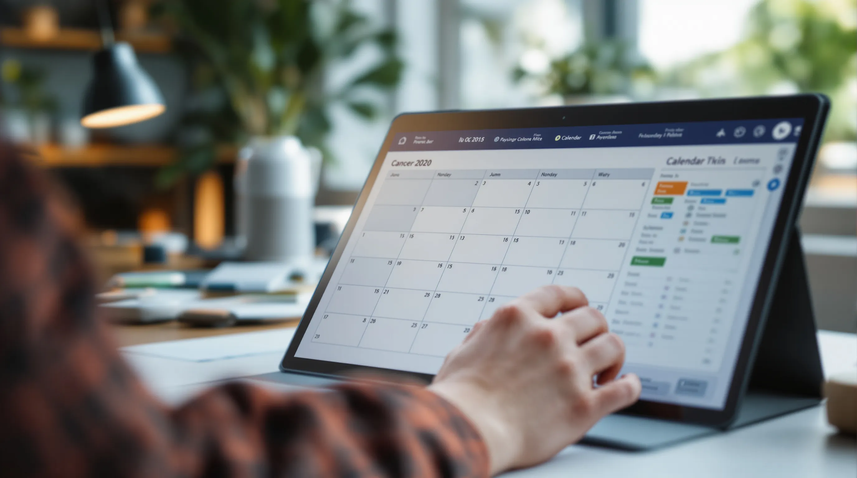 Business professional reviewing calendar and bank transaction records representing ACH payment settlement timeline and return window exposure