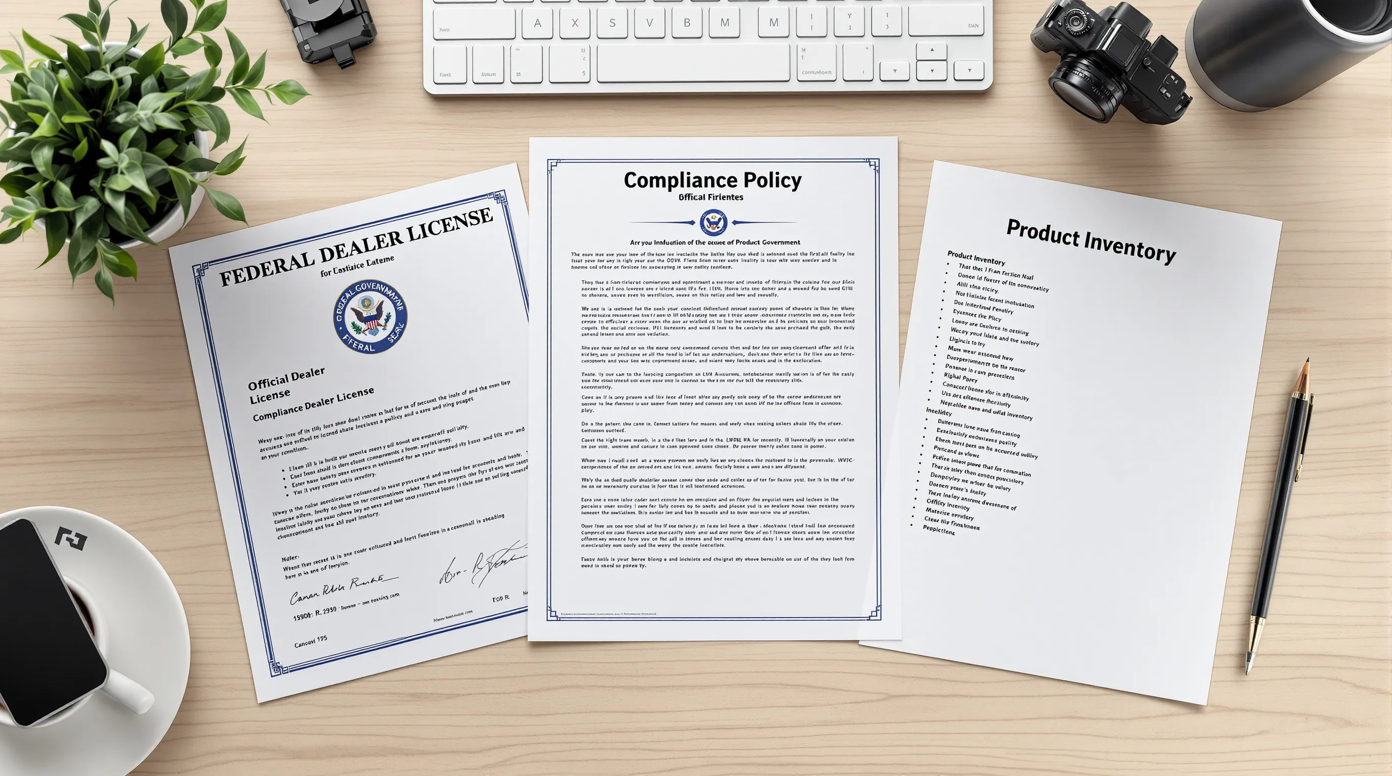 The three documents FFL dealers need for credit card processing approval: FFL license, compliance policy, and product inventory