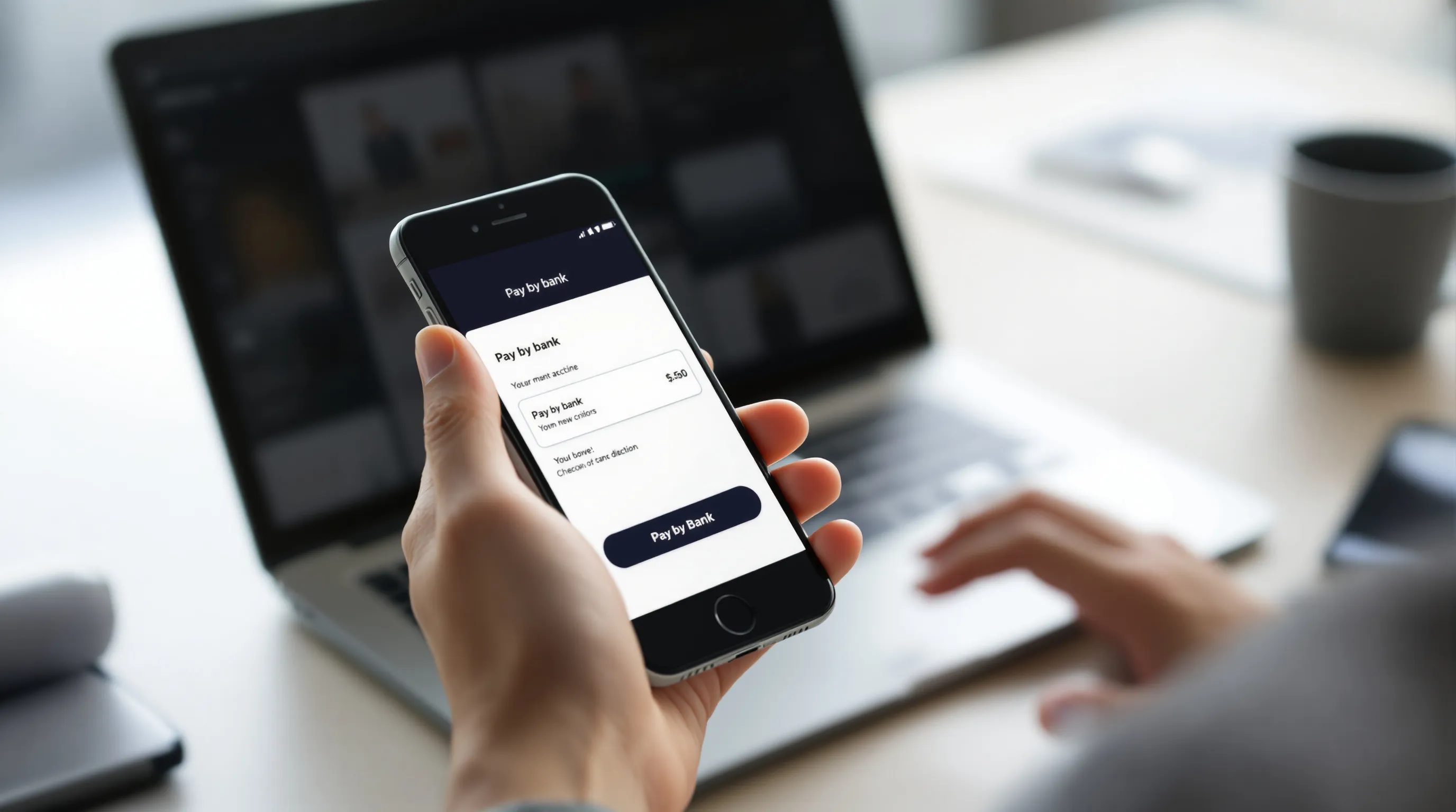 Customer choosing a bank-transfer eCheck payment option at online checkout instead of a credit card